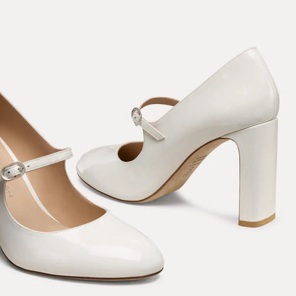Babette Mary Jane Pump 85 - Blanco Patent Leather