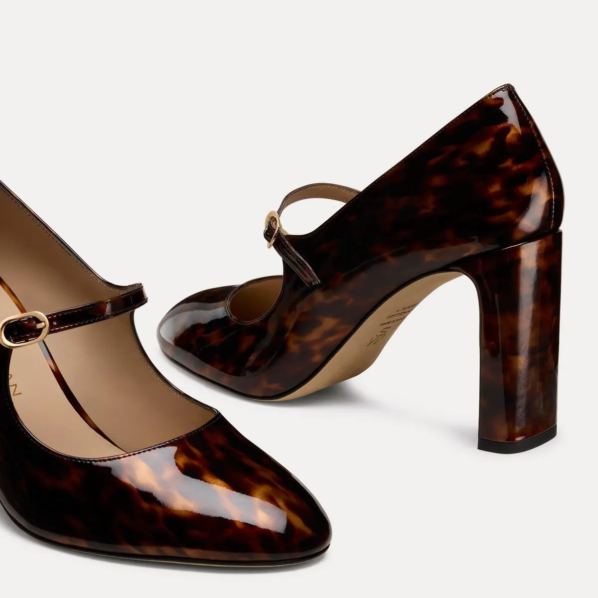 Babette Mary Jane Pump 85 - Brown Tortoise-Print Leather