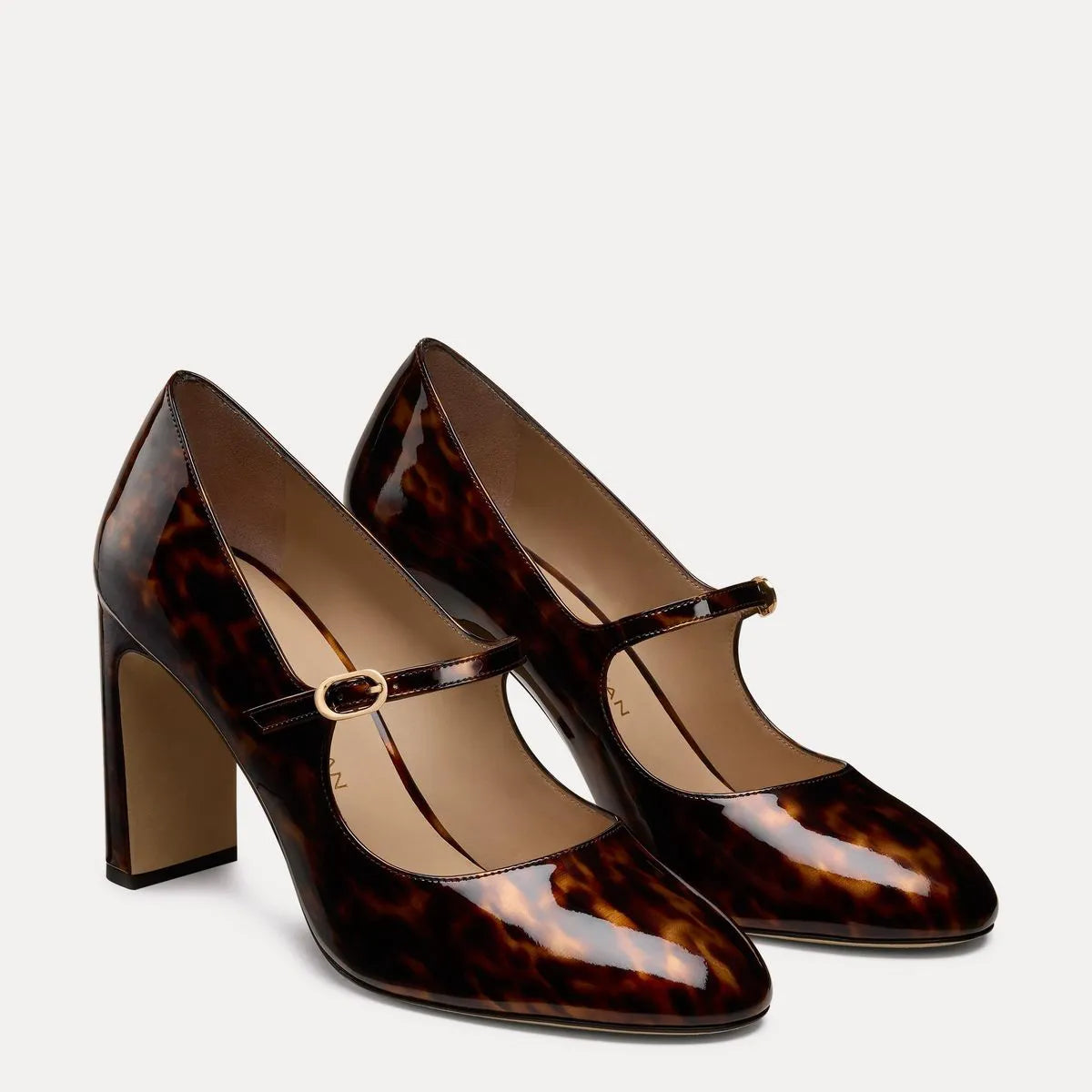 Babette Mary Jane Pump 85 - Brown Tortoise-Print Leather