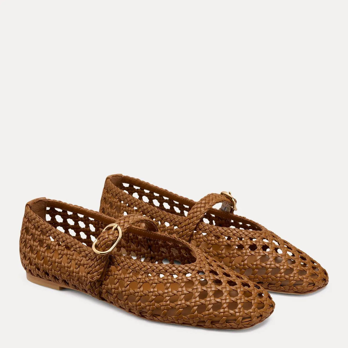 Prim Woven Mary Jane Flat - Boho Tan Woven Leather