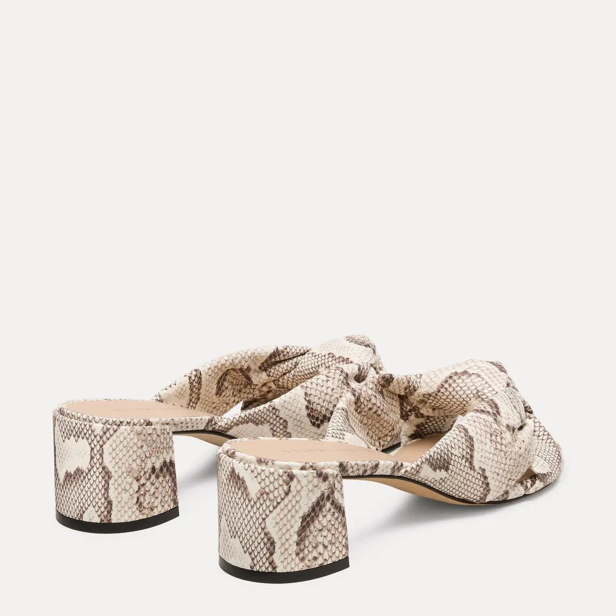 Soplaya Block-Heel Slide Sandal 50 - Cream Snake-Print Leather