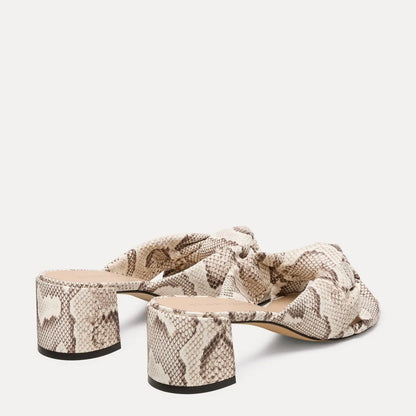 Soplaya Block-Heel Slide Sandal 50 - Cream Snake-Print Leather