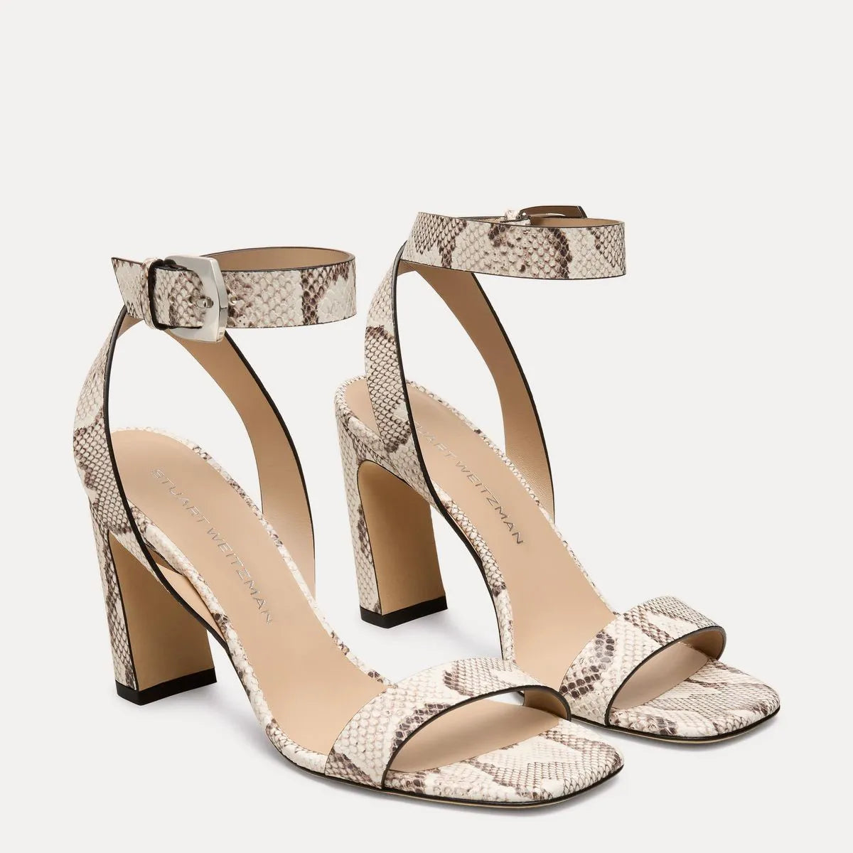 Sai Sandal 85 - Cream Snake-Print Leather