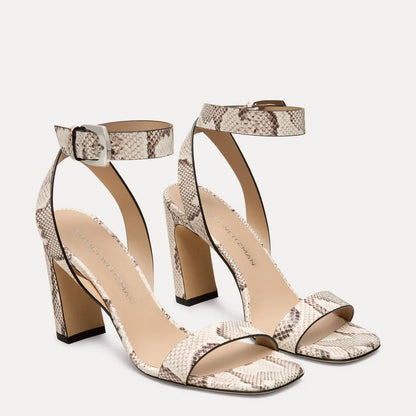 Sai Sandal 85 - Cream Snake-Print Leather