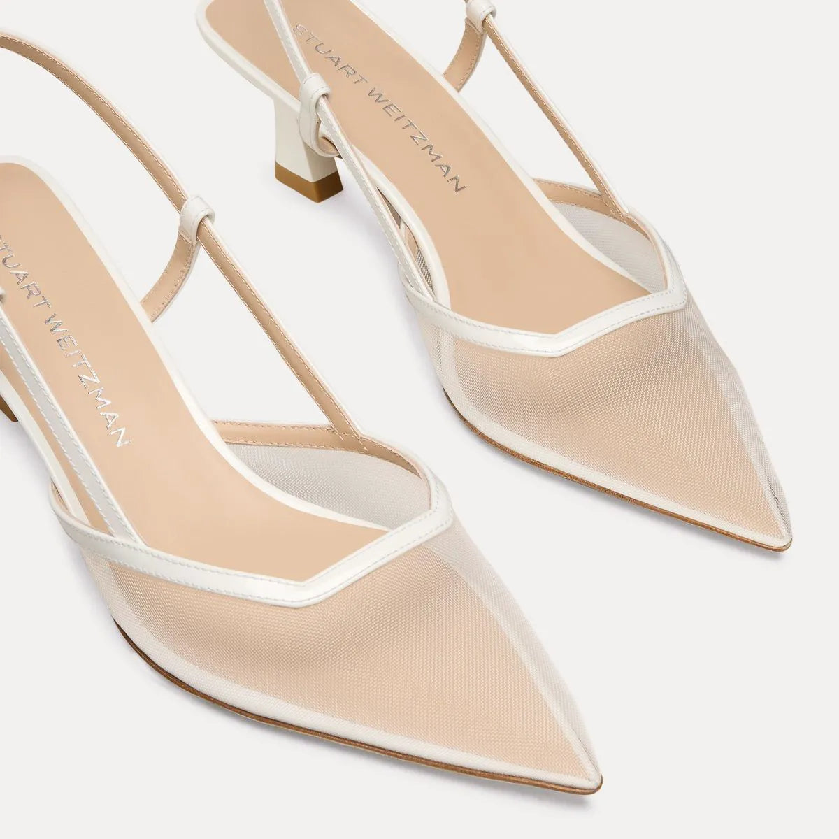 Vinnie Slingback Pump 50 - White Mesh & Leather