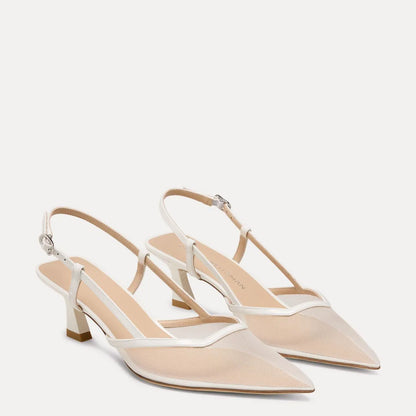 Vinnie Slingback Pump 50 - White Mesh & Leather