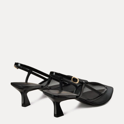Vinnie Slingback Pump 50 - Black Mesh & Leather