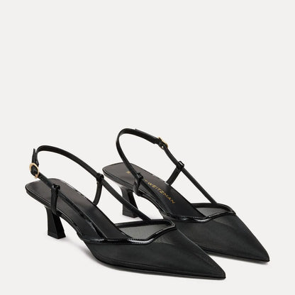 Vinnie Slingback Pump 50 - Black Mesh & Leather