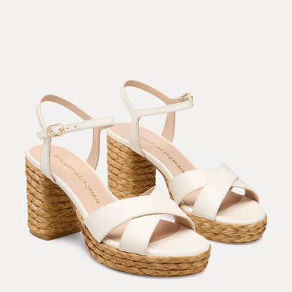 Dayna Platform Sandal 80 - Cream Leather