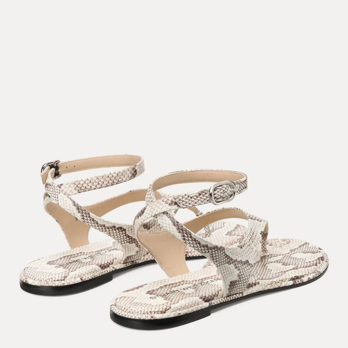 Marley Thong Sandal - Cream Snake-Print Leather
