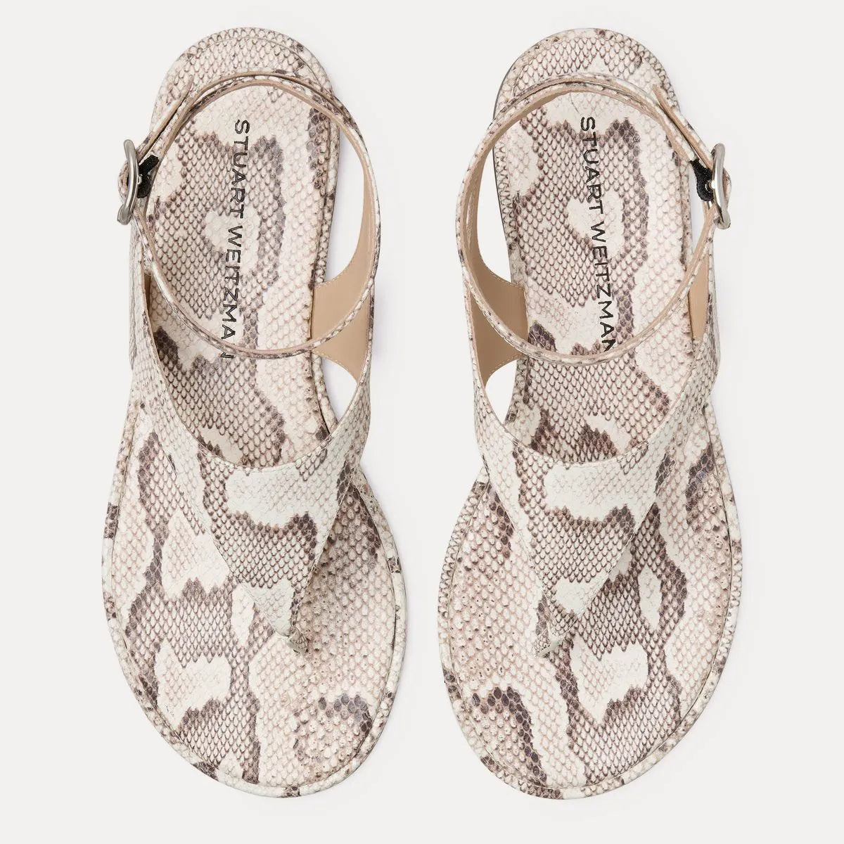 Marley Thong Sandal - Cream Snake-Print Leather
