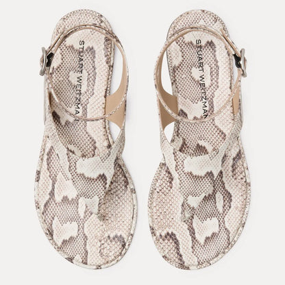 Marley Thong Sandal - Cream Snake-Print Leather