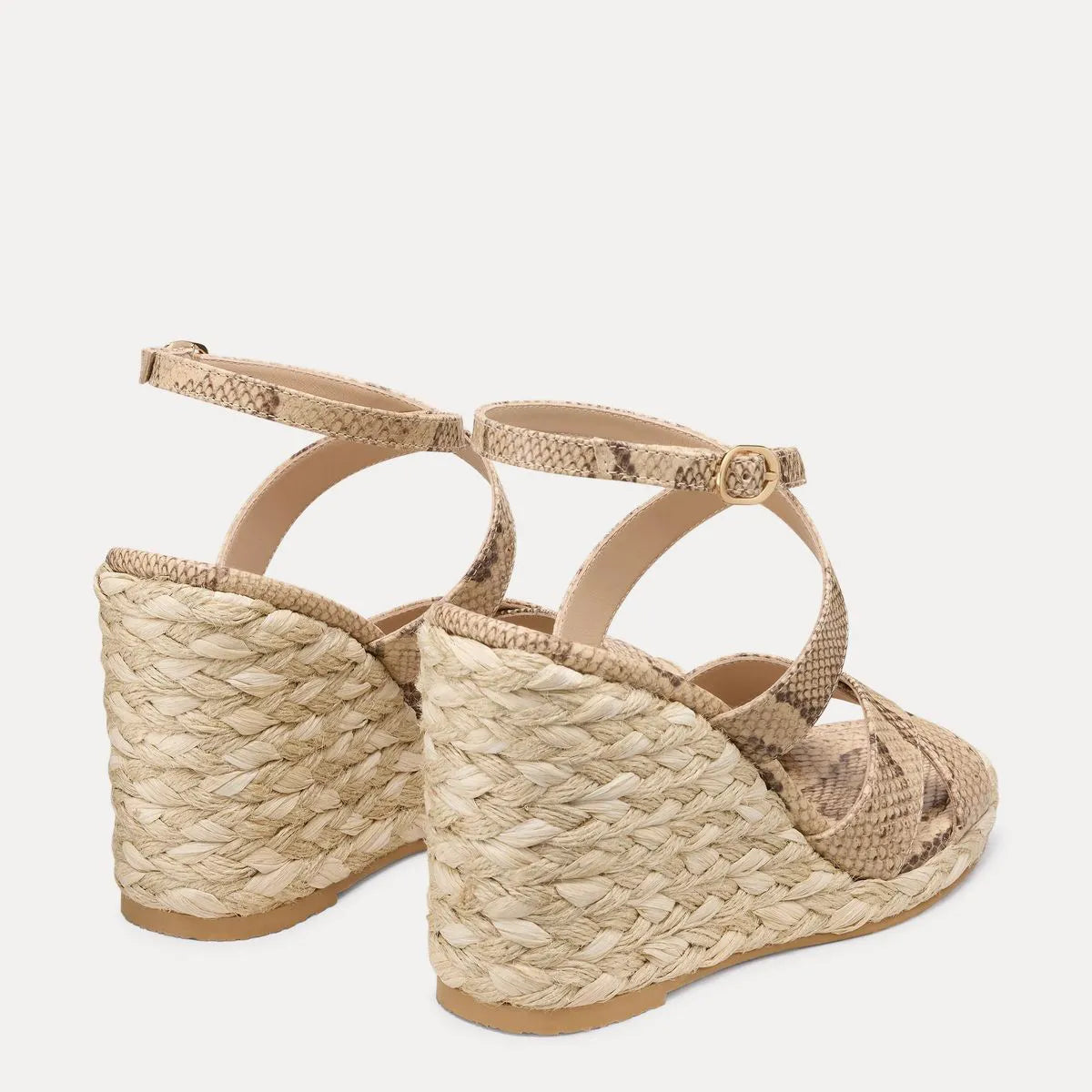 Alyssa Wedge Sandal - Adobe Snake-Print Leather