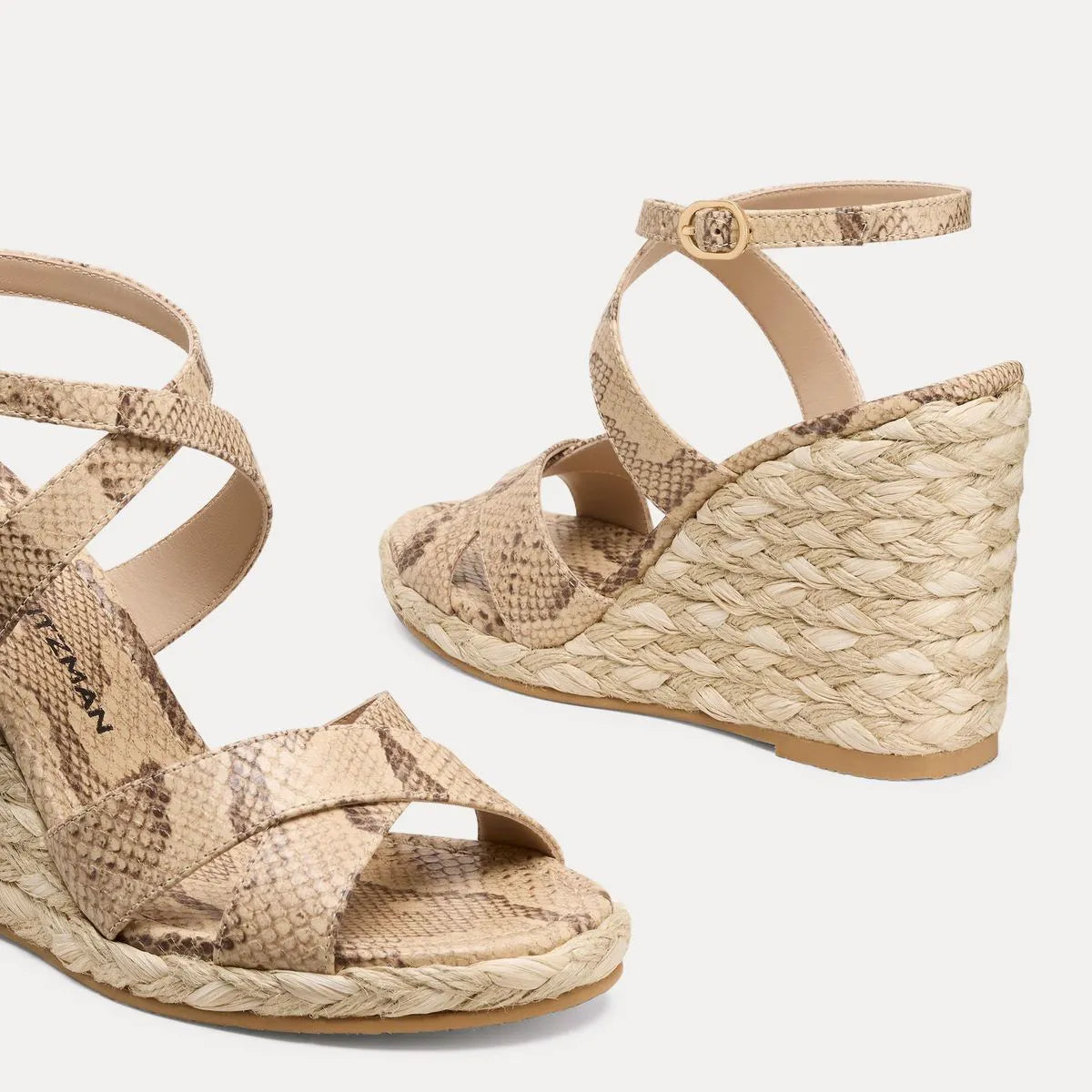 Alyssa Wedge Sandal - Adobe Snake-Print Leather