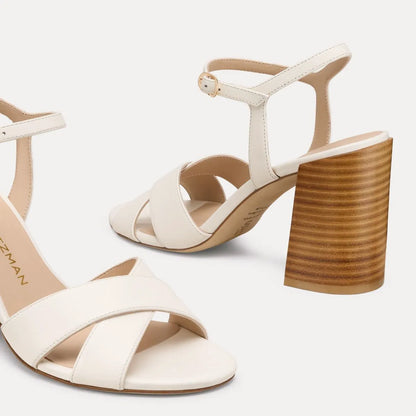 Alyssa Block-Heel Sandal 85 - Cream Leather