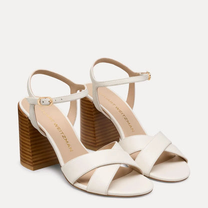 Alyssa Block-Heel Sandal 85 - Cream Leather