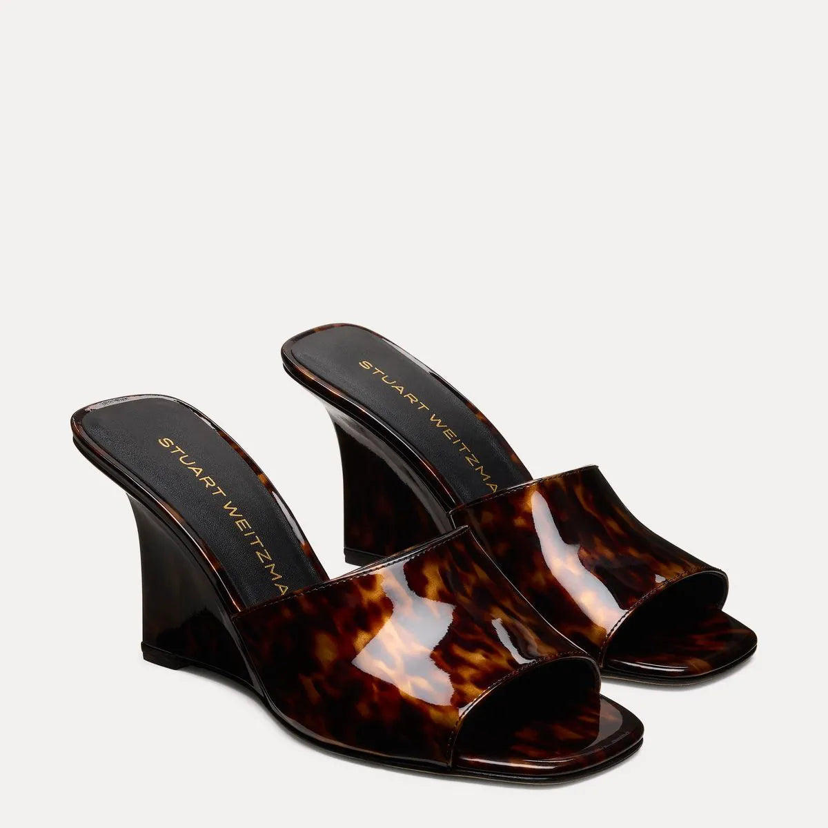 Vinnie Wedge Mule Slide 85 - Brown Tortoise-Print Leather