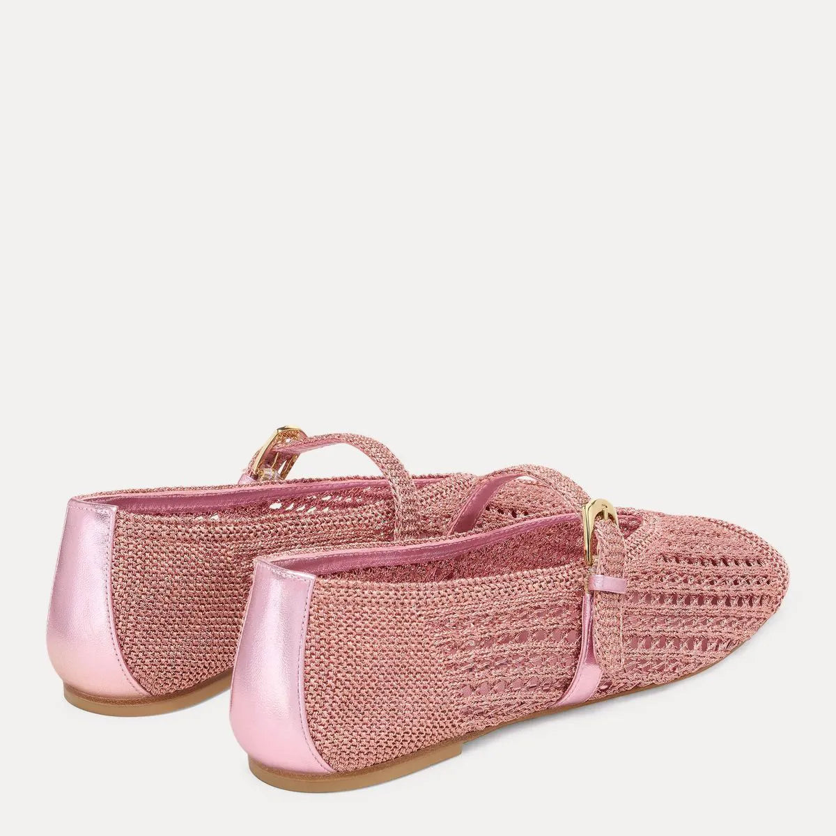 Leora Woven Mary Jane Flat - Pink Sand Crochet & Leather