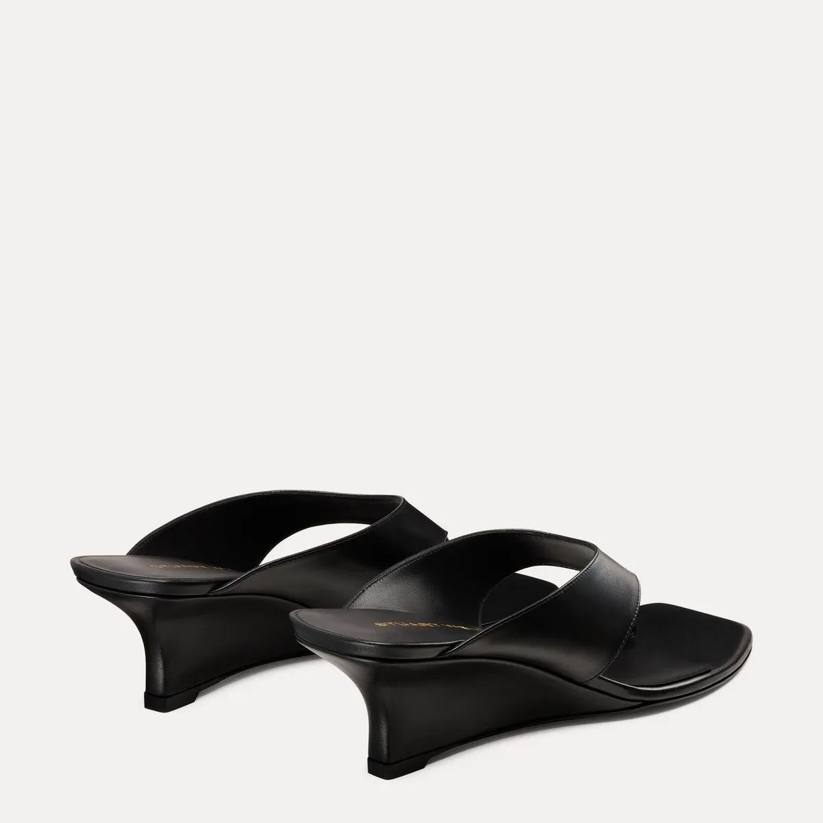 Vinnie Wedge Thong Sandal 50 - Black Leather