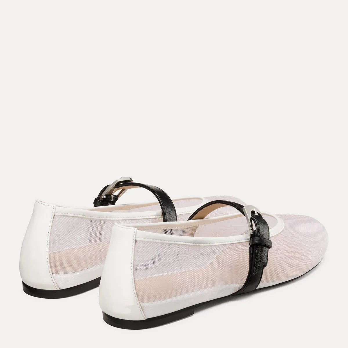 Sai Bareitall Mary Jane Flat - White Mesh & Black Leather