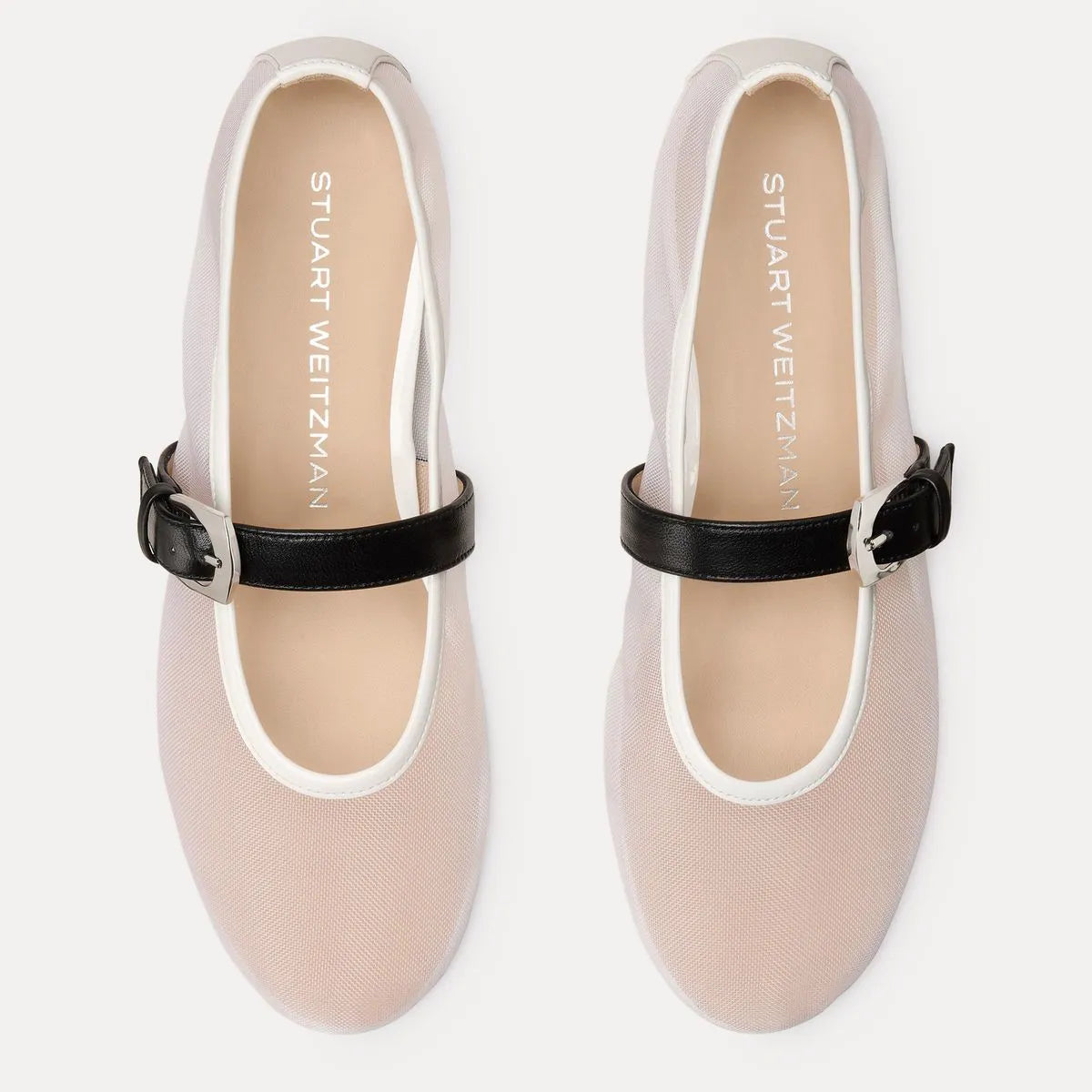 Sai Bareitall Mary Jane Flat - White Mesh & Black Leather