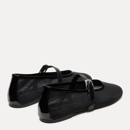 Sai Bareitall Mary Jane Flat - Black Mesh & Leather