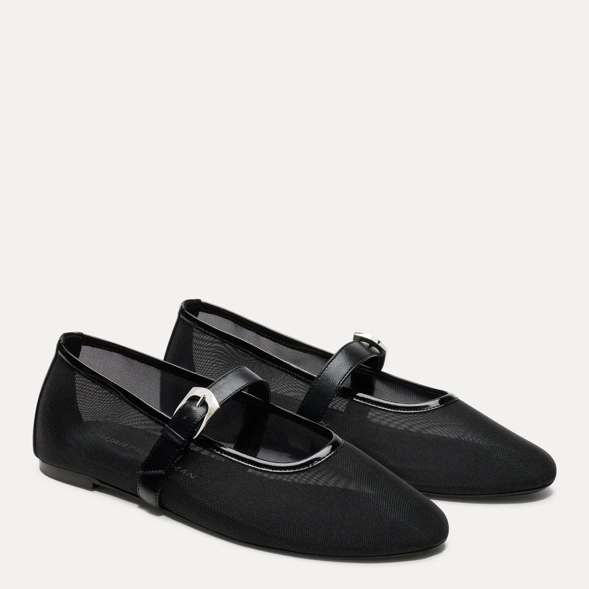Sai Bareitall Mary Jane Flat - Black Mesh & Leather