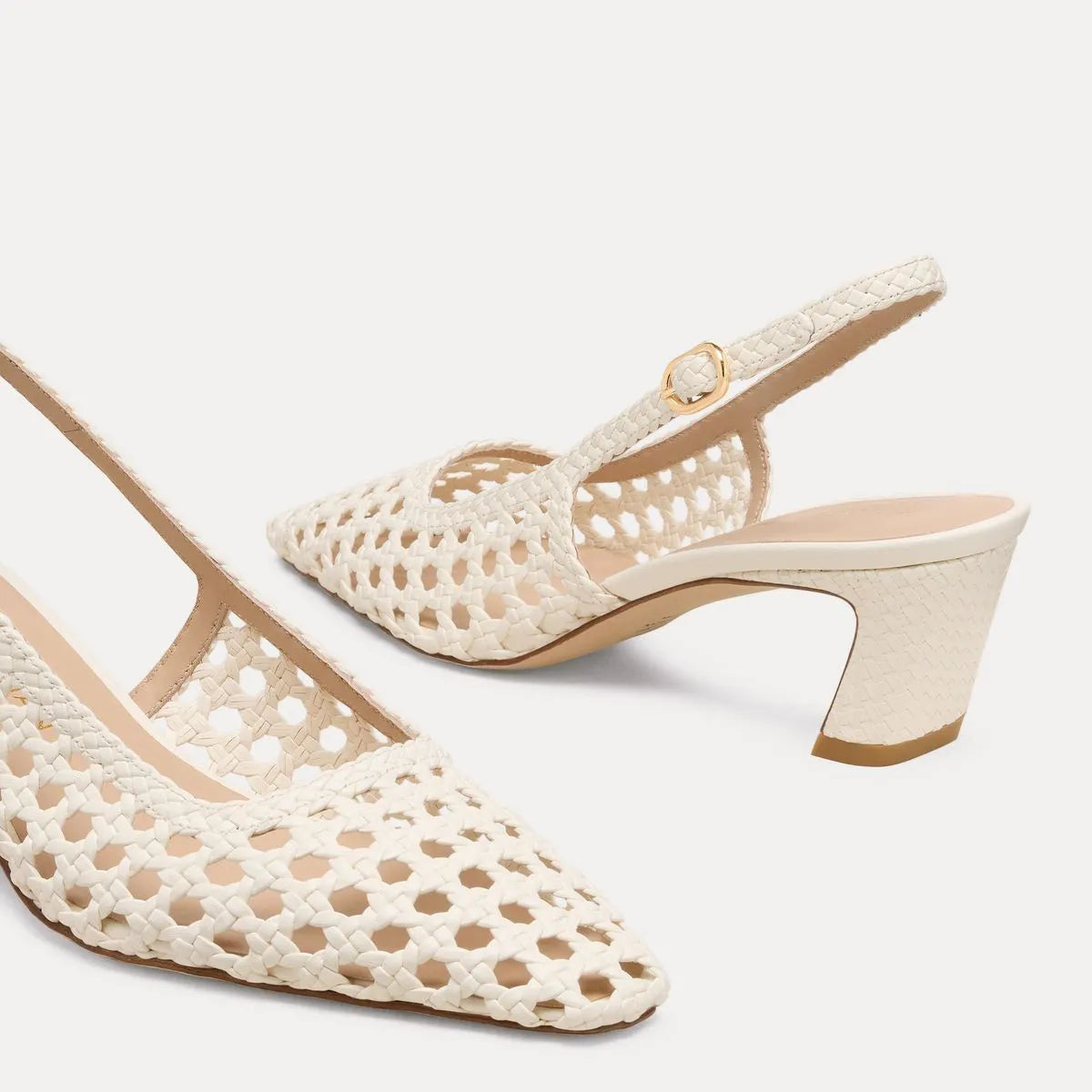 Stassi Woven Slingback Pump 50 - Cream Woven Leather