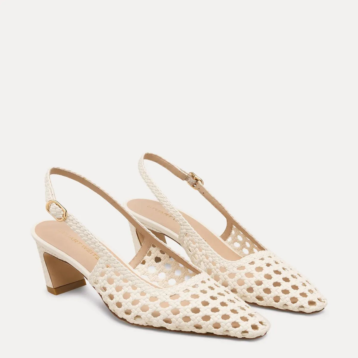 Stassi Woven Slingback Pump 50 - Cream Woven Leather