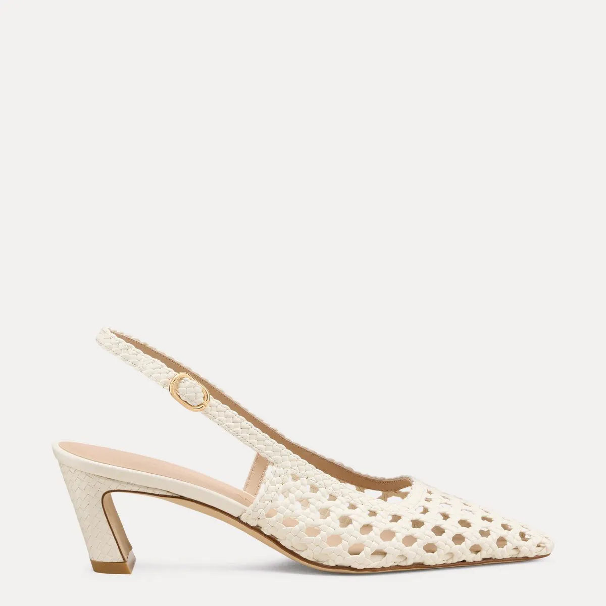 Stassi Woven Slingback Pump 50 - Cream Woven Leather