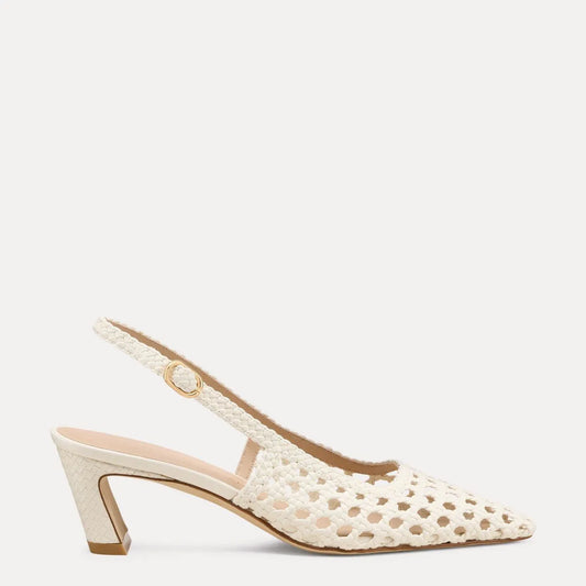 Stassi Woven Slingback Pump 50 - Cream Woven Leather