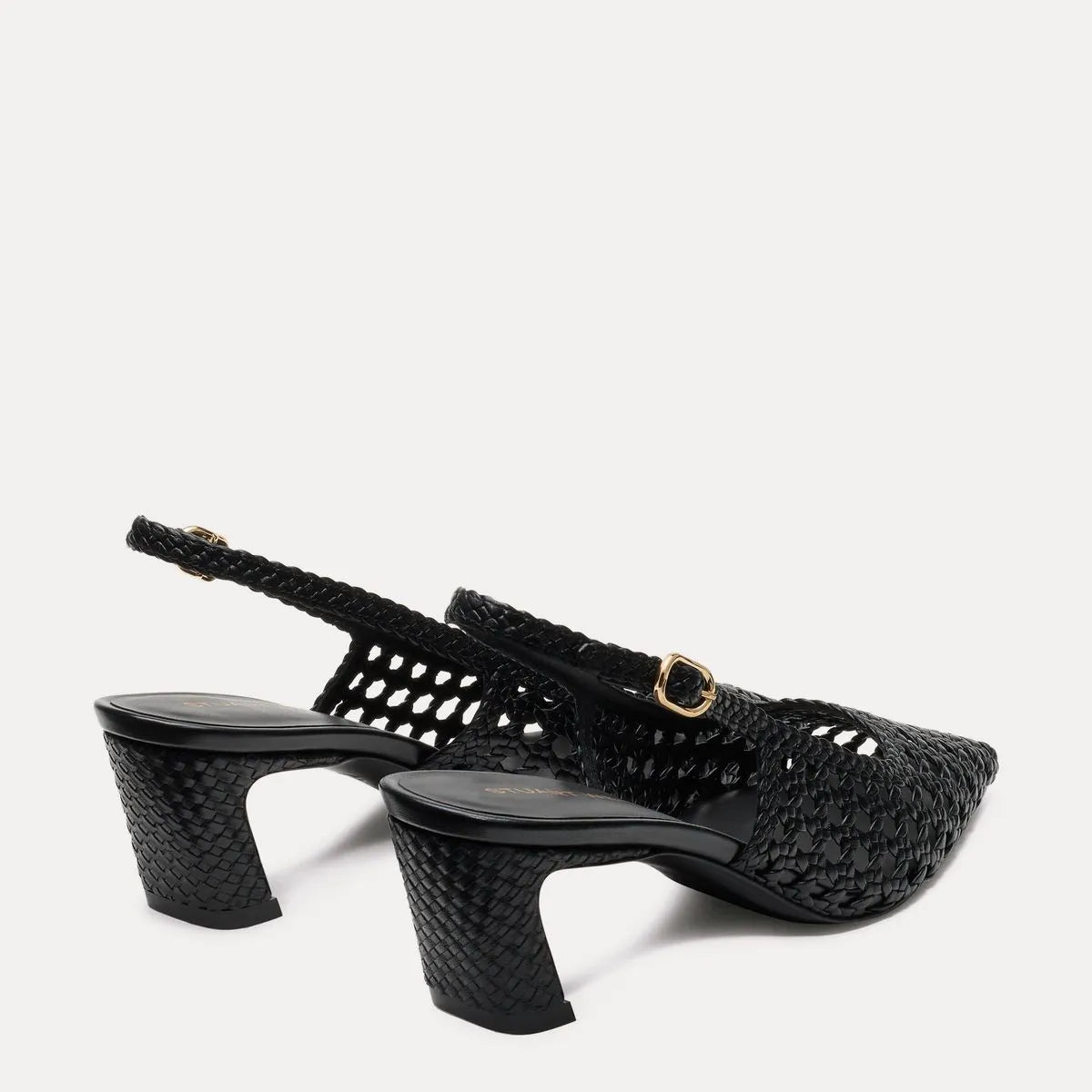 Stassi Woven Slingback Pump 50 - Black Woven Leather