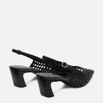 Stassi Woven Slingback Pump 50 - Black Woven Leather