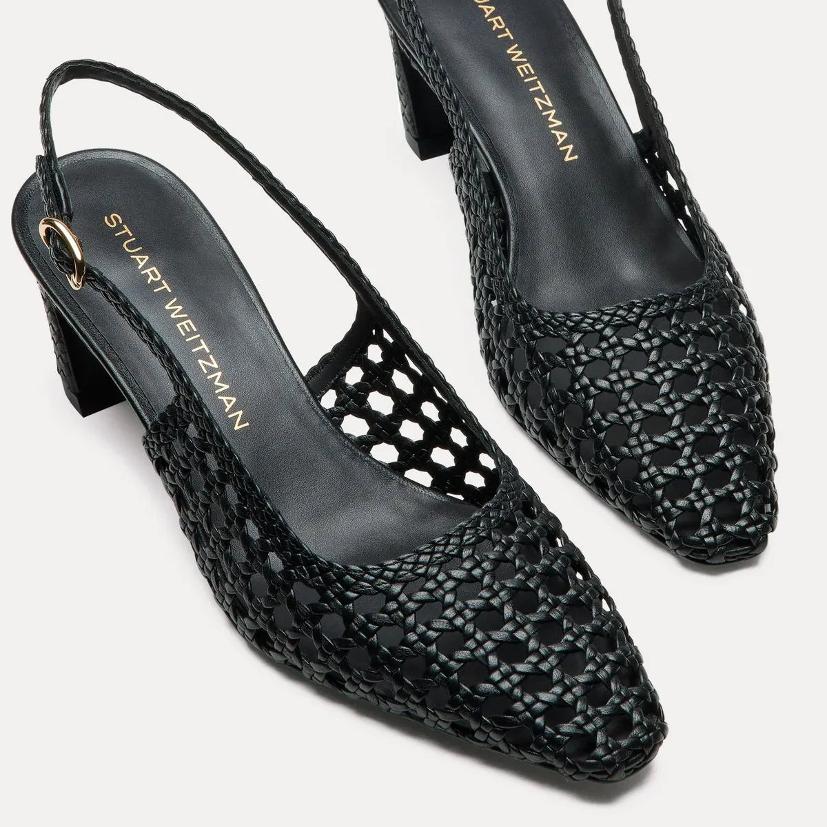 Stassi Woven Slingback Pump 50 - Black Woven Leather