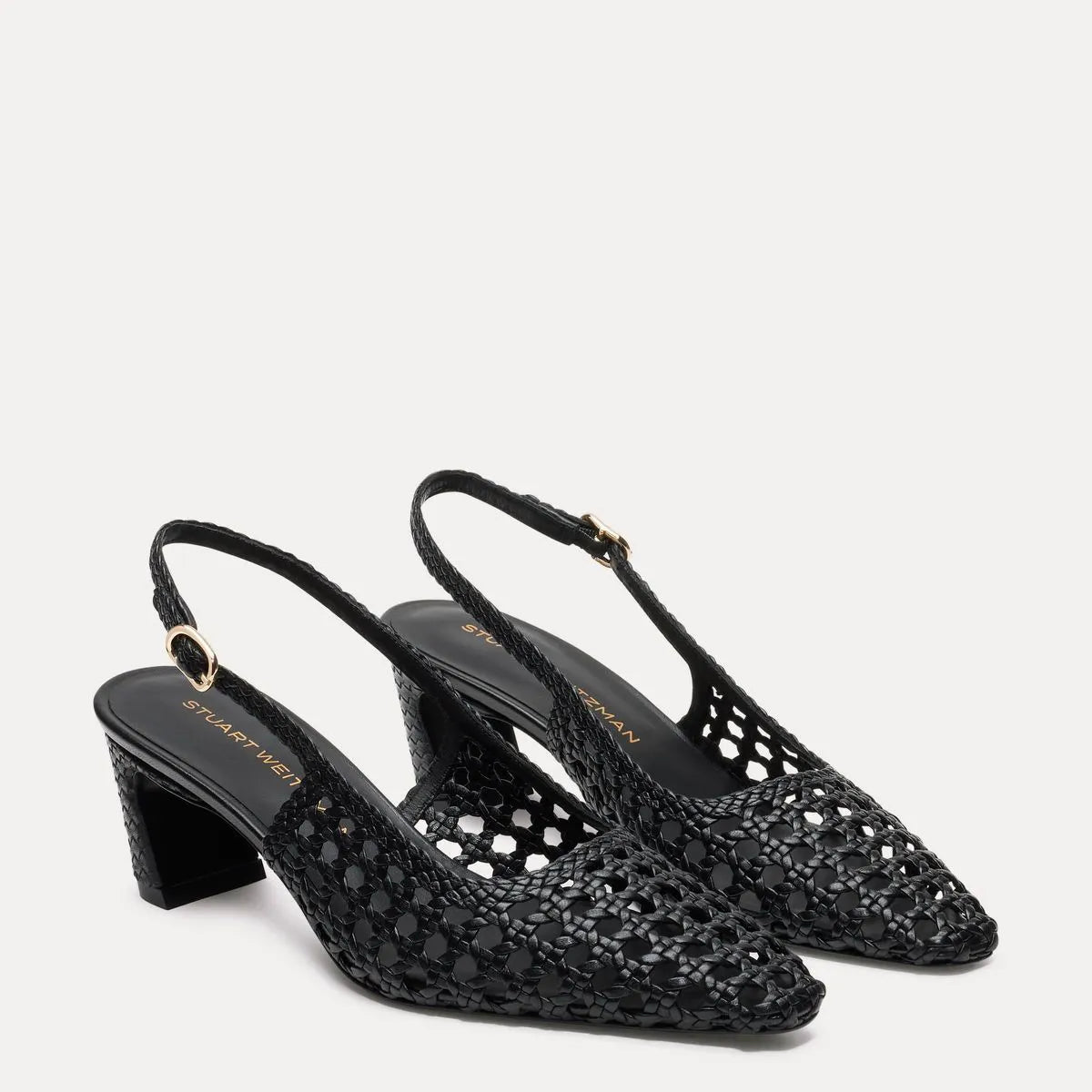 Stassi Woven Slingback Pump 50 - Black Woven Leather