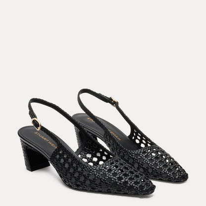 Stassi Woven Slingback Pump 50 - Black Woven Leather