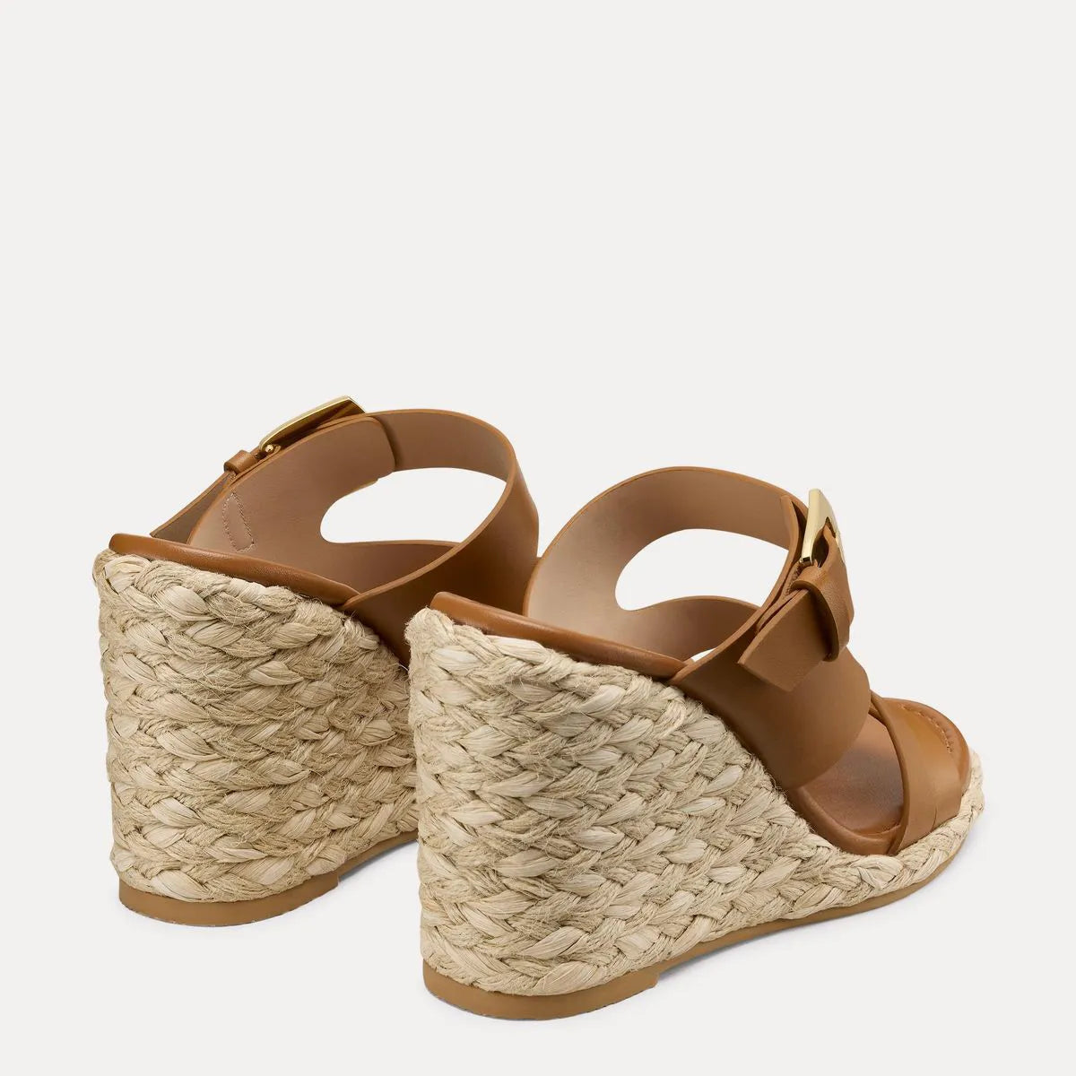 Sai Espadrille Wedge Slide Sandal - Tan Leather & Jute