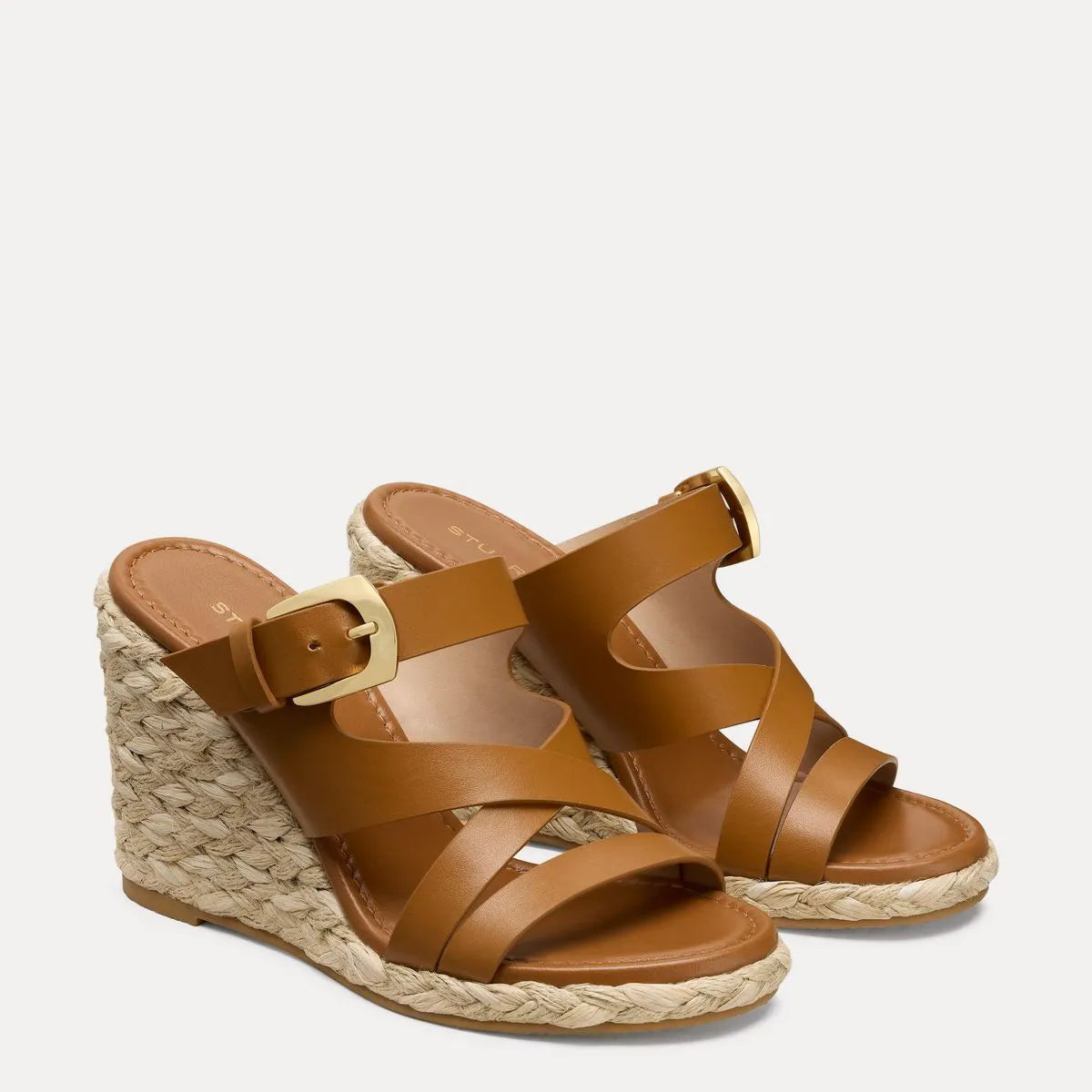Sai Espadrille Wedge Slide Sandal - Tan Leather & Jute
