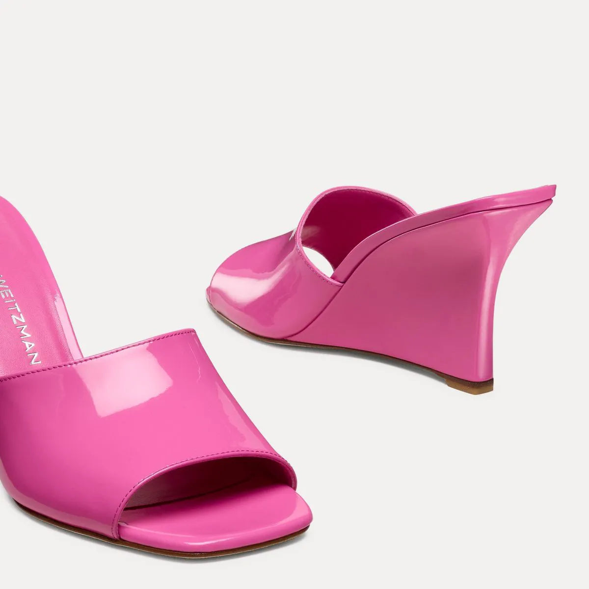 Vinnie Wedge Mule Slide 85 - Sunset Pink Patent Leather
