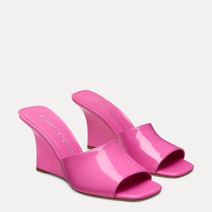 Vinnie Wedge Mule Slide 85 - Sunset Pink Patent Leather