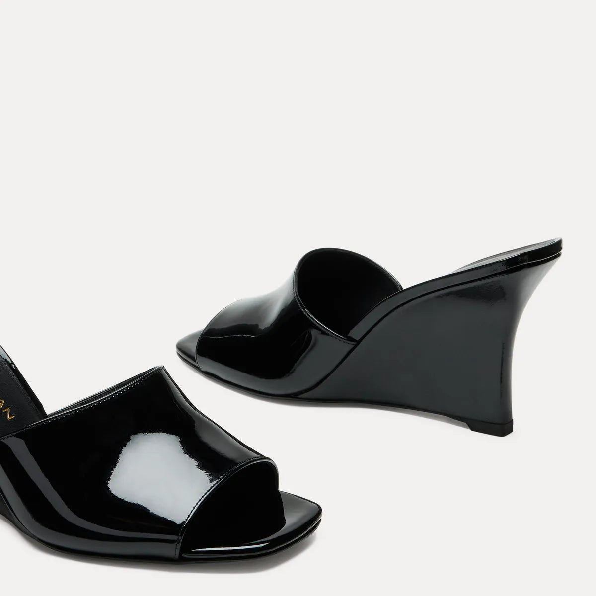 Vinnie Wedge Mule Slide 85 - Black Patent Leather