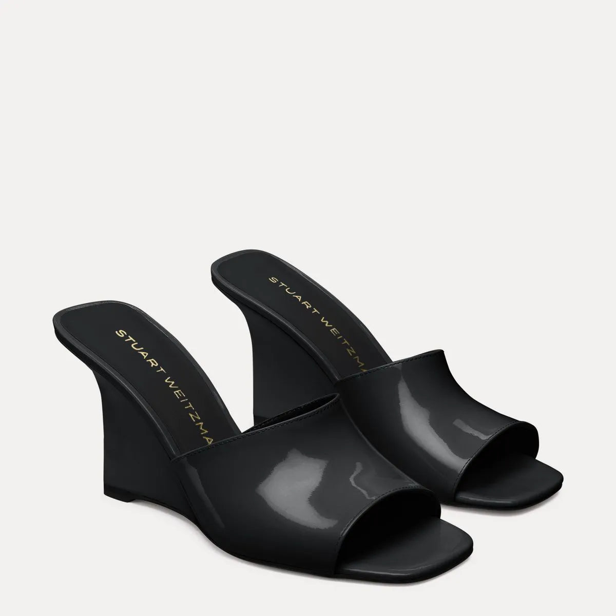 Vinnie Wedge Mule Slide 85 - Black Patent Leather