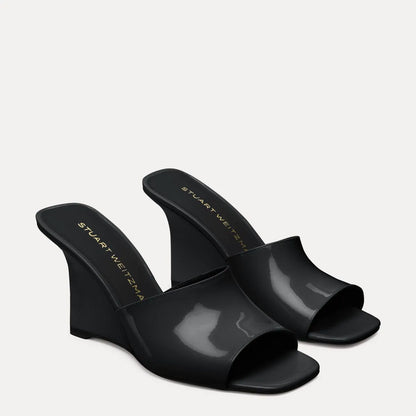 Vinnie Wedge Mule Slide 85 - Black Patent Leather