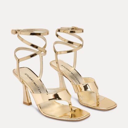 Vinnie Wrap Thong Sandal 85 - Platino Gold Leather