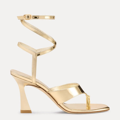Vinnie Wrap Thong Sandal 85 - Platino Gold Leather