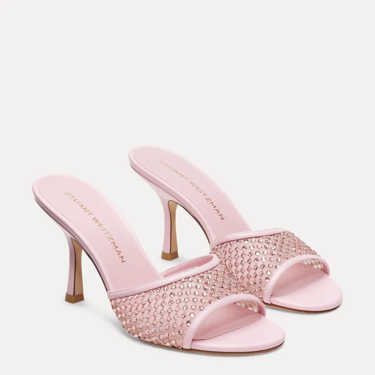 Bareitall Shine Slide Sandal 85 - Pink Crystal Mesh & Leather