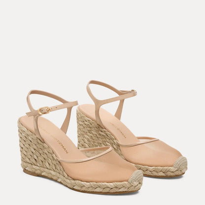 Bareitall Espadrille Wedge - Beige Mesh & Natural Jute