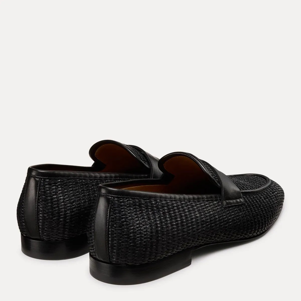 Men's Dino Loafer - Black Leather & Raffia