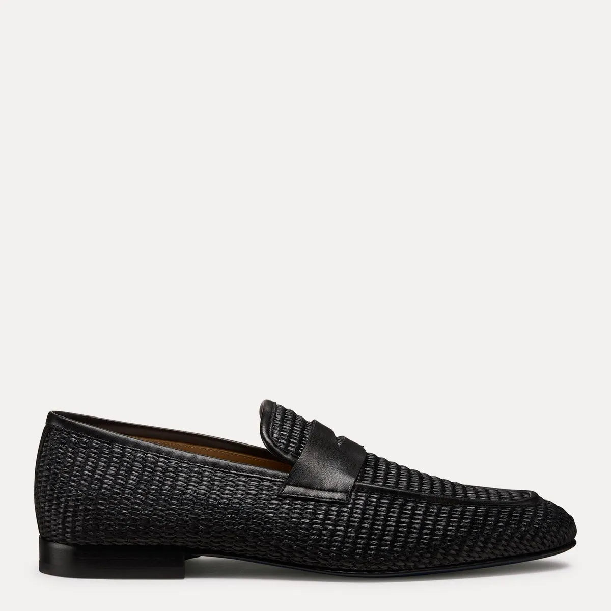 Men's Dino Loafer - Black Leather & Raffia