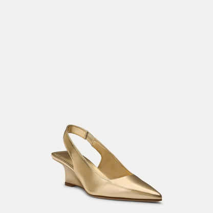 Vinnie Slingback Wedge 50 - Light Gold Leather